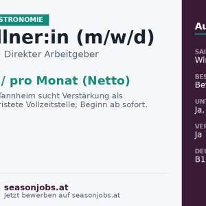 Zahlkellner:in (m/w/d) — Tannheim, Tirol