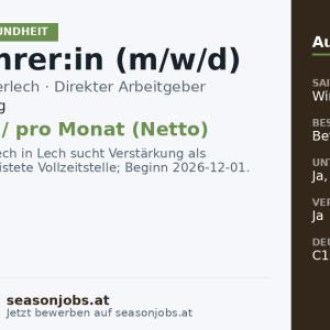 Yogalehrer:in (m/w/d) — Lech, Vorarlberg