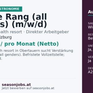 Chef de Rang (all genders) (m/w/d) — Obertauern, Salzburg