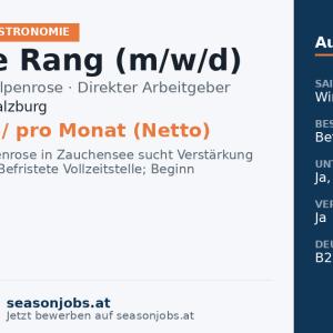 Chef de Rang (m/w/d) — Zauchensee, Salzburg