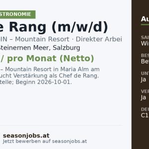 Chef de Rang (m/w/d) — Maria Alm am Steinernen Meer, Salzburg