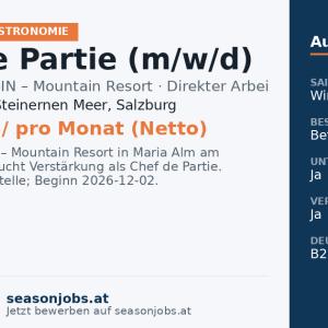 Chef de Partie (m/w/d) — Maria Alm am Steinernen Meer, Salzburg