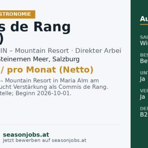 Commis de Rang (m/w/d) — Maria Alm am Steinernen Meer, Salzburg