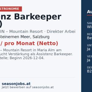 Assistenz Barkeeper (m/w/d) — Maria Alm am Steinernen Meer, Salzburg