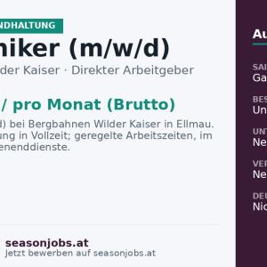 Mechaniker (m/w/d) — Ellmau, Tirol