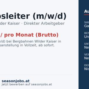 Betriebsleiter (m/w/d) — Ellmau, Tirol