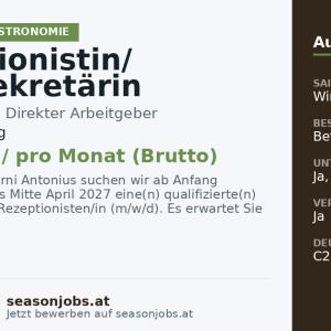 Receptionistin/ Hotelsekretärin (m/w/d) — Lech, Vorarlberg