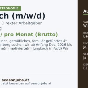 Jungkoch (m/w/d) — Lech, Vorarlberg