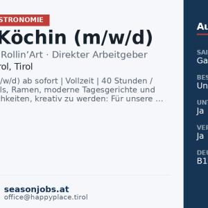 Koch / Köchin (m/w/d) — St. Johann in Tirol, Tirol