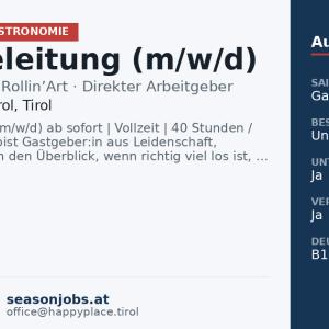 Serviceleitung (m/w/d) — St. Johann in Tirol, Tirol