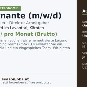 Gouvernante (m/w/d) — Bad St. Leonhard im Lavanttal, Kärnten