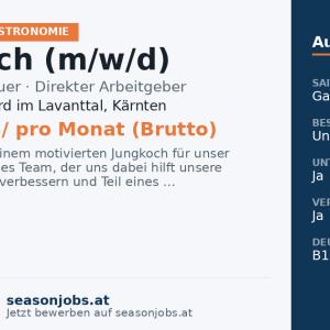Jungkoch (m/w/d) — Bad St. Leonhard im Lavanttal, Kärnten