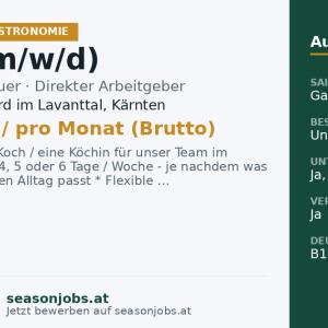 Koch (m/w/d) — Bad St. Leonhard im Lavanttal, Kärnten