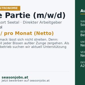 Chef de Partie (m/w/d) — Kaltenbach, Tirol