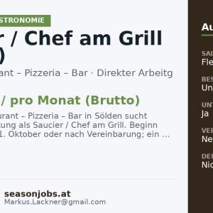 Saucier / Chef am Grill (m/w/d) — Sölden, Tirol