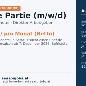 Chef de Partie (m/w/d) — Serfaus, Tirol