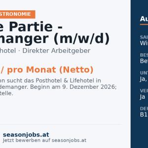 Chef de Partie - Gardemanger (m/w/d) — Serfaus, Tirol