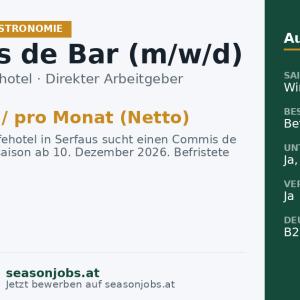 Commis de Bar (m/w/d) — Serfaus, Tirol