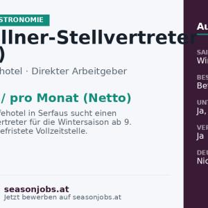 Oberkellner-Stellvertreter (m/w/d) — Serfaus, Tirol