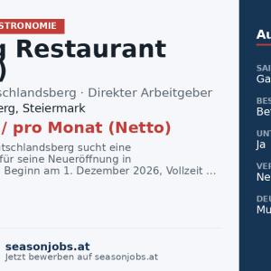 Leitung Restaurant (m/w/d) — Deutschlandsberg, Steiermark