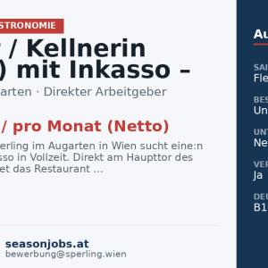 Kellner / Kellnerin (m/w/d) mit Inkasso – Vollzeit — Wien, Wien