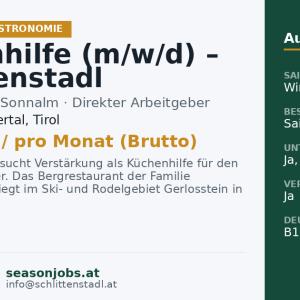 Küchenhilfe (m/w/d) – Schlittenstadl — Ramsau im Zillertal, Tirol