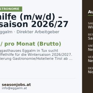 Buffethilfe (m/w/d) – Wintersaison 2026/27 — Tux, Tirol