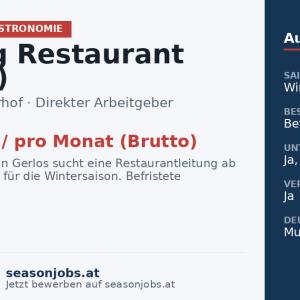 Leitung Restaurant (m/w/d) — Gerlos, Tirol