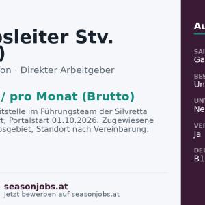 Betriebsleiter Stv. (m/w/d) — Vorarlberg