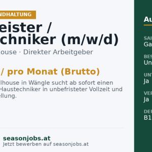 Hausmeister / Haustechniker (m/w/d) — Wängle, Tirol