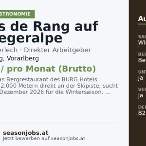 Commis de Rang auf der Kriegeralpe (m/w/d) — Lech am Arlberg, Vorarlberg
