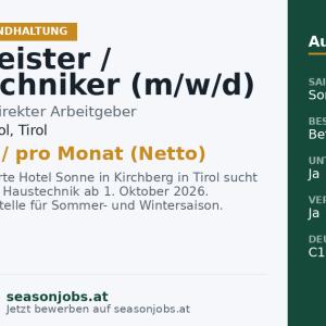 Hausmeister / Haustechniker (m/w/d) — Kirchberg in Tirol, Tirol
