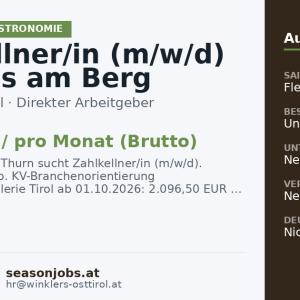 Zahlkellner/in (m/w/d) – Pepo’s am Berg — Thurn, Tirol