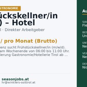 Frühstückskellner/in (m/w/d) – Hotel Moarhof — Lienz, Tirol
