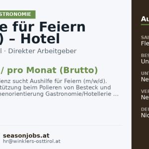 Aushilfe für Feiern (m/w/d) – Hotel Moarhof — Lienz, Tirol