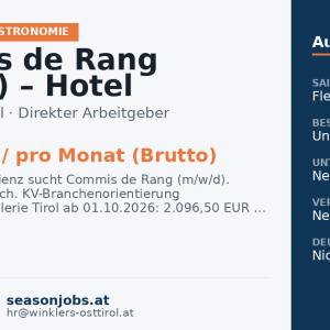 Commis de Rang (m/w/d) – Hotel Moarhof — Lienz, Tirol