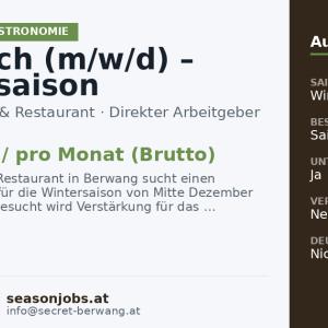 Jungkoch (m/w/d) – Wintersaison — Berwang, Tirol