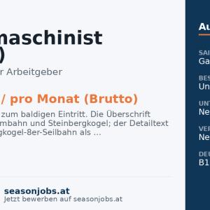 Hauptmaschinist (m/w/d) Hahnenkammbahn und Steinbergkogel — Kitzbühel, Tirol