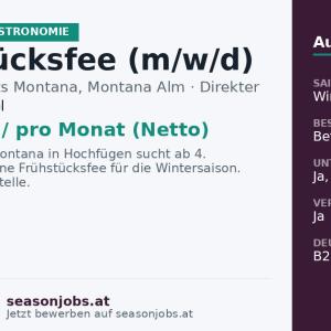 Frühstücksfee (m/w/d) — Fügenberg, Tirol