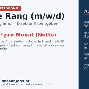 Chef de Rang (m/w/d) — Ischgl, Tirol