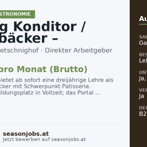 Lehrling Konditor / Zuckerbäcker – Schwerpunkt Patisserie (m/w/d) — Diex, Kärnten