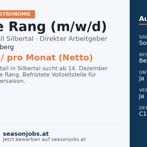 Chef de Rang (m/w/d) — Silbertal, Vorarlberg