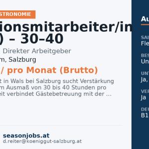 Rezeptionsmitarbeiter/in (m/w/d) – 30–40 Stunden — Wals-Siezenheim, Salzburg