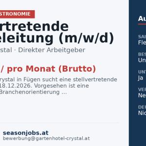 Stellvertretende Serviceleitung (m/w/d) – ab 18.12.2026 — Fügen, Tirol
