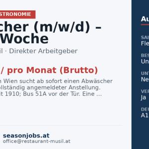 Abwäscher (m/w/d) – 4-Tage-Woche — Wien, Wien