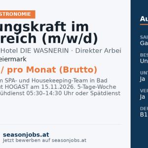 Reinigungskraft im SPA-Bereich (m/w/d) — Bad Aussee, Steiermark