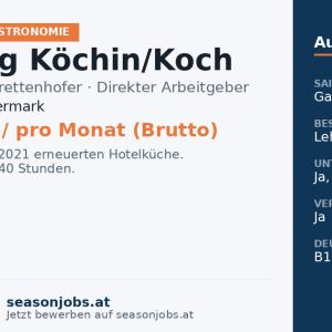 Lehrling Köchin/Koch — Wenigzell, Steiermark