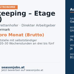 Housekeeping – Etage (m/w/d) — Wenigzell, Steiermark