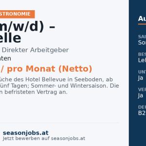 Koch (m/w/d) – Lehrstelle — Seeboden, Kärnten
