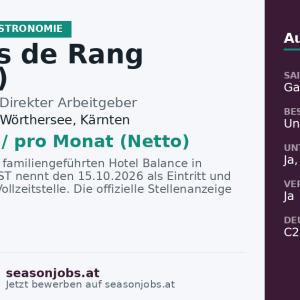 Commis de Rang (m/w/d) — Pörtschach am Wörthersee, Kärnten